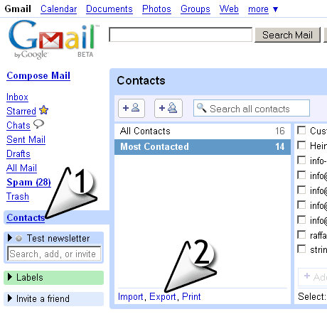 exporter gmail contacts in csv format to importer into a mailing software