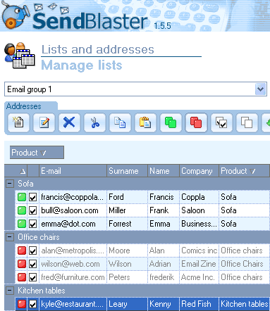 Group emailing sub-group with mailing software